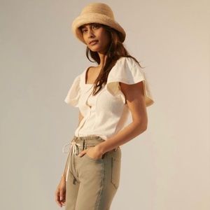 Anthropologie Dolan Flutter Sleeve Top